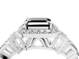 White gold Fancy Black Asscher Cut Halo Diamond Split Shank Engagement Ring with Four-Prong Setting_4