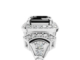 White gold Fancy Black Asscher Cut Halo Diamond Split Shank Engagement Ring with Four-Prong Setting_5