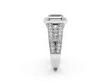 White gold Fancy Black Asscher Cut Halo Diamond Split Shank Ring with Prong Setting_2
