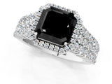 White gold Fancy Black Asscher Cut Halo Pavé Diamond Engagement Ring with Split Shank and Four-Prong Setting_4