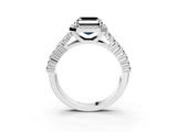 White gold Fancy Black Asscher Cut Halo Pavé Diamond Engagement Ring with Split Shank and Four-Prong Setting_6