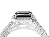 White gold Fancy Black Asscher Cut Halo Pavé Diamond Engagement Ring with Split Shank and Four-Prong Setting_7