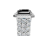 White gold Fancy Black Asscher Cut Halo Pavé Diamond Engagement Ring with Split Shank and Four-Prong Setting_8