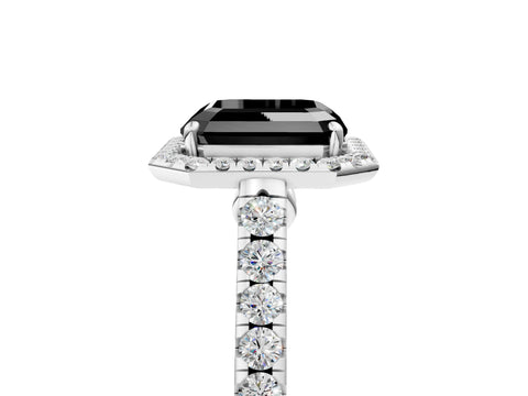 White gold Fancy Black Asscher Cut Halo Pave Diamond Engagement Ring with Four-Prong Setting_5