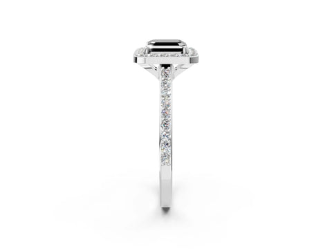 White gold Fancy Black Asscher Cut Halo Round Diamond Pavé Band with Four-Prong Setting_29