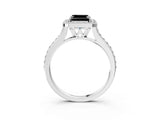 White gold Fancy Black Asscher Cut Halo Round Diamond Pavé Band with Four-Prong Setting_30