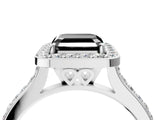 White gold Fancy Black Asscher Cut Halo Round Diamond Pavé Band with Four-Prong Setting_31