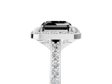 White gold Fancy Black Asscher Cut Halo Round Diamond Pavé Band with Four-Prong Setting_32