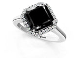 White gold Fancy Black Asscher Cut Halo Round Diamond Solitaire Engagement Ring with Pave Band and Four-Prong Setting_25