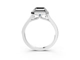 White gold Fancy Black Asscher Cut Halo Round Diamond Solitaire Ring with Pavé Band and Four-Prong Setting_3