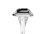 White gold Fancy Black Asscher Cut Halo Round Diamond Solitaire Ring with Pavé Band and Four-Prong Setting_5