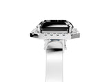 White gold Fancy Black Asscher Cut Halo Round Diamond Twist Band with Four-Prong Setting_17