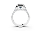 White gold Fancy Black Asscher Cut Halo Round Diamond Twist Band with Four-Prong Setting_27