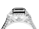 White gold Fancy Black Asscher Cut Halo Round Diamond Twist Band with Four-Prong Setting_28