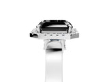 White gold Fancy Black Asscher Cut Halo Round Diamond Twist Band with Four-Prong Setting_29