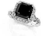 White gold Fancy Black Asscher Cut Halo Twist Band with Four-Prong Setting_73