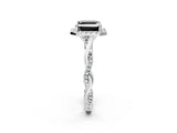 White gold Fancy Black Asscher Cut Halo Twist Band with Four-Prong Setting_74