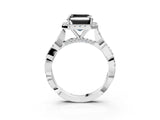 White gold Fancy Black Asscher Cut Halo Twist Band with Four-Prong Setting_75