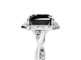 White gold Fancy Black Asscher Cut Halo Twist Band with Four-Prong Setting_77