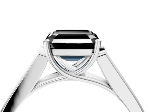 White gold Fancy Black Asscher Cut Solitaire Cathedral Diamond Engagement Ring with Channel-Set Band and Four-Prong Setting_19