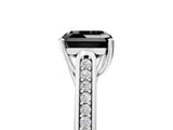 White gold Fancy Black Asscher Cut Solitaire Cathedral Diamond Engagement Ring with Channel-Set Band and Four-Prong Setting_20