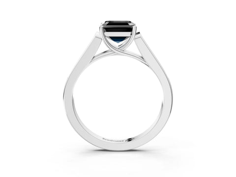 White gold Fancy Black Asscher Cut Solitaire Cathedral Diamond Engagement Ring with Channel-Set Band and Four-Prong Setting_6