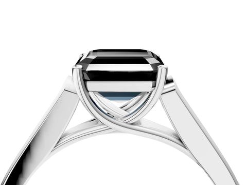 White gold Fancy Black Asscher Cut Solitaire Cathedral Diamond Engagement Ring with Channel-Set Band and Four-Prong Setting_7
