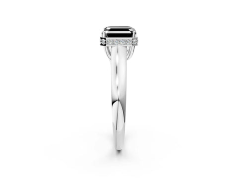 White gold Fancy Black Asscher Cut Solitaire Diamond Engagement Ring with Four-Prong Setting and Tapered Band_14