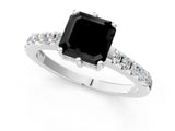 White gold Fancy Black Asscher Cut Solitaire Diamond Engagement Ring with Pavé Band and Six-Prong Setting_121
