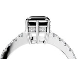 White gold Fancy Black Asscher Cut Solitaire Diamond Engagement Ring with Pavé Band and Six-Prong Setting_124