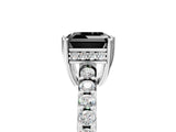 White gold Fancy Black Asscher Cut Solitaire Diamond Engagement Ring with Pavé Band and Six-Prong Setting_125
