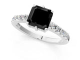White gold Fancy Black Asscher Cut Solitaire Diamond Engagement Ring with Pavé Band and Six-Prong Setting_133