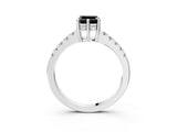 White gold Fancy Black Asscher Cut Solitaire Diamond Engagement Ring with Pavé Band and Six-Prong Setting_135