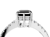White gold Fancy Black Asscher Cut Solitaire Diamond Engagement Ring with Pavé Band and Six-Prong Setting_136
