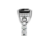 White gold Fancy Black Asscher Cut Solitaire Diamond Engagement Ring with Pavé Band and Six-Prong Setting_137