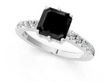 White gold Fancy Black Asscher Cut Solitaire Diamond Engagement Ring with Pavé Band and Six-Prong Setting_13