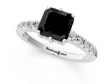 White gold Fancy Black Asscher Cut Solitaire Diamond Engagement Ring with Pavé Band and Six-Prong Setting_25