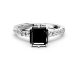 White gold Fancy Black Asscher Cut Solitaire Diamond Engagement Ring with Pavé Band and Six-Prong Setting_44