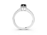 White gold Fancy Black Asscher Cut Solitaire Diamond Engagement Ring with Pavé Band and Six-Prong Setting_47