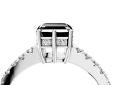 White gold Fancy Black Asscher Cut Solitaire Diamond Engagement Ring with Pavé Band and Six-Prong Setting_48