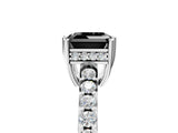 White gold Fancy Black Asscher Cut Solitaire Diamond Engagement Ring with Pavé Band and Six-Prong Setting_49