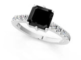 White gold Fancy Black Asscher Cut Solitaire Diamond Engagement Ring with Pavé Band and Six-Prong Setting_49