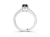 White gold Fancy Black Asscher Cut Solitaire Diamond Engagement Ring with Pavé Band and Six-Prong Setting_51