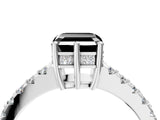 White gold Fancy Black Asscher Cut Solitaire Diamond Engagement Ring with Pavé Band and Six-Prong Setting_76