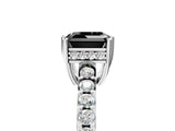 White gold Fancy Black Asscher Cut Solitaire Diamond Engagement Ring with Pavé Band and Six-Prong Setting_77