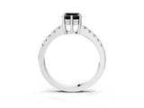 White gold Fancy Black Asscher Cut Solitaire Diamond Engagement Ring with Pavé Band and Six-Prong Setting_9