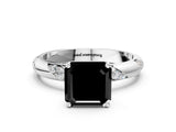 White gold Fancy Black Asscher Cut Solitaire Diamond Engagement Ring with Twisted Pave Band and Four-Prong Setting_19