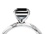 White gold Fancy Black Asscher Cut Solitaire Diamond Engagement Ring with Twisted Pave Band and Four-Prong Setting_23