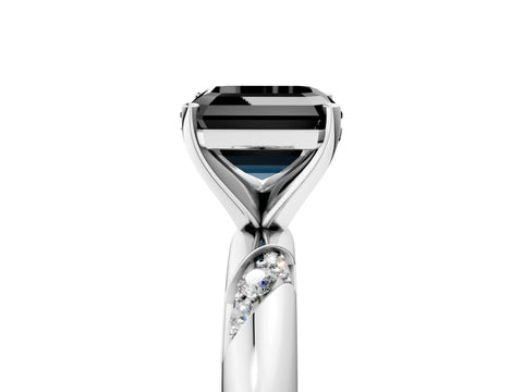 White gold Fancy Black Asscher Cut Solitaire Diamond Engagement Ring with Twisted Pave Band and Four-Prong Setting_24