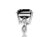 White gold Fancy Black Asscher Cut Solitaire Diamond Ring with Infinity Twist Band and Four-Prong Setting_5